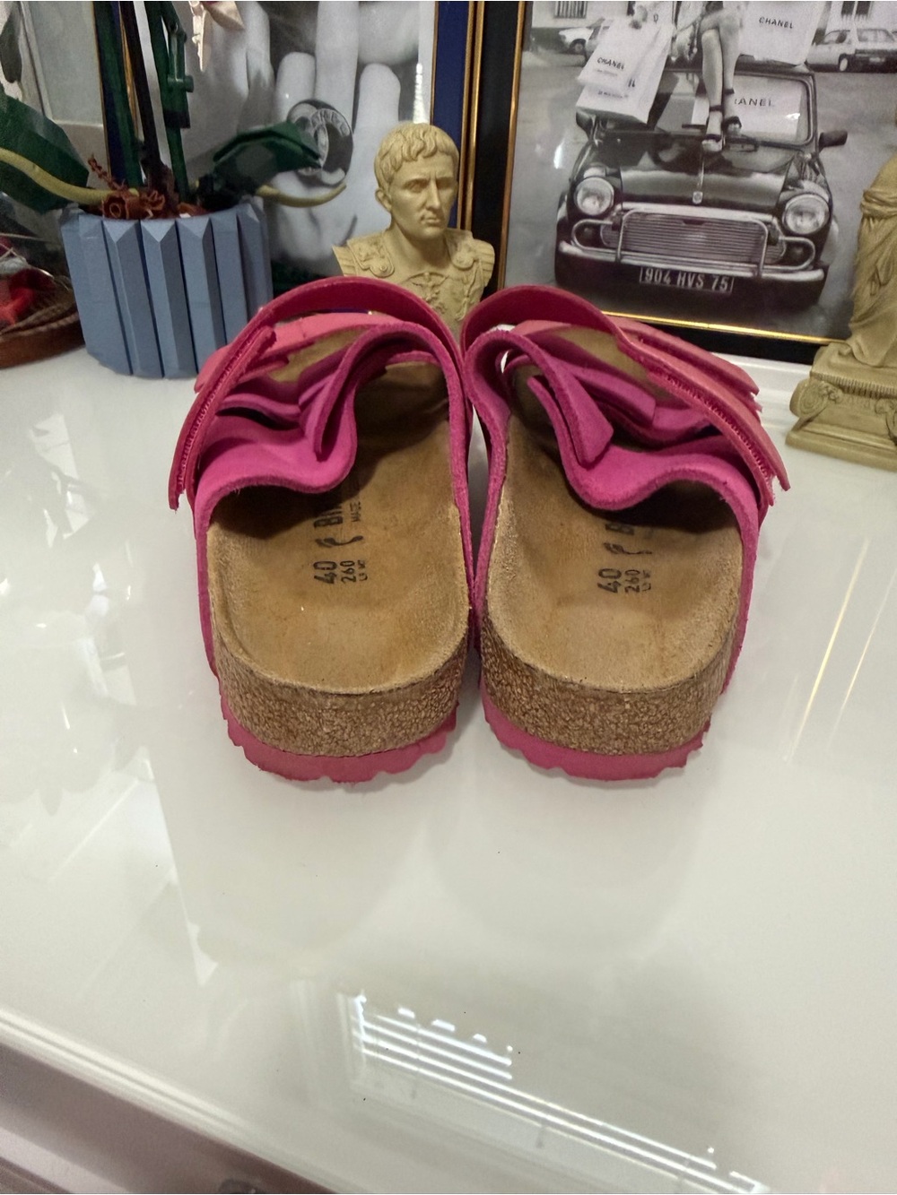 Authentic Birkenstock Pink Suede Triple-Strap Sandals. Size 40.us 9. - Picture 7 of 9